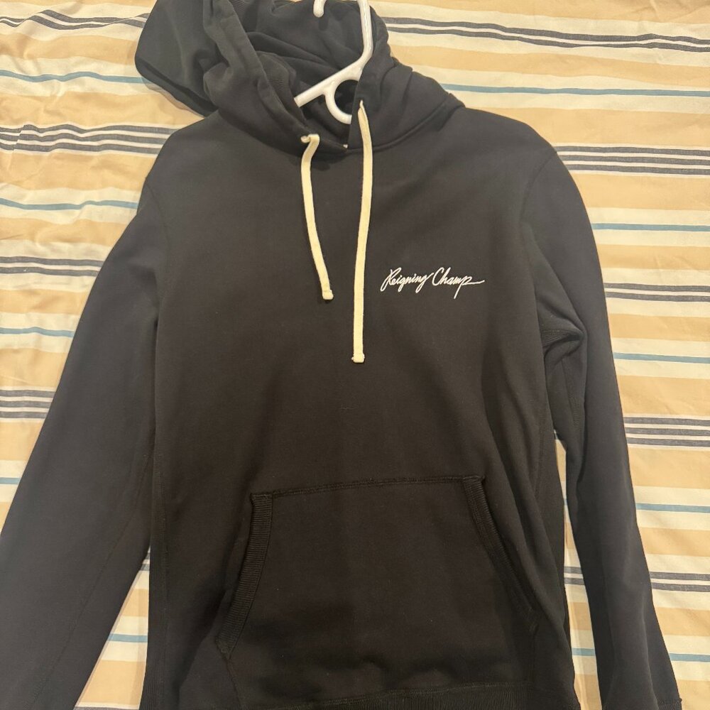 Reigning Champ Script Midweight Hoodie in Black Size Medium, Standard Fit